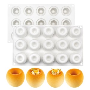 Moule à gâteau en silicone personnalisé en usine, 15 cavités, antiadhésif, demi-sphères, pour gâteau au chocolat - Product Image 1