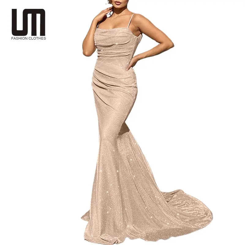 Liu Ming Hot Selling Products Luxury Women Sexy Sleeveless Bling Formal Occasion Lady Party Slim Floor Length Dress