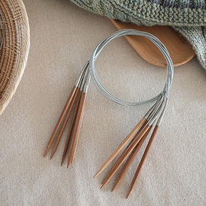 Aiguilles à tricoter circulaires de 80 cm de long, en bambou et en fil d'acier carbonisé, design minimaliste, aiguilles à tricoter à la main pour pulls, fabrication Anhui - Product Image 2