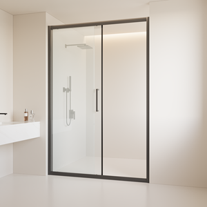 Portes de <span class=keywords><strong>douche</strong></span> coulissantes en aluminium noir avec cadre en verre trempé, style par lots, pour salles de <span class=keywords><strong>douche</strong></span> d'hôpitaux et d'hôtels - Product Image 2