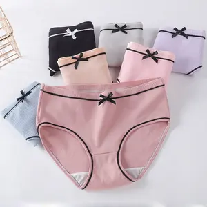 Wholesale stock lots Girls Seamless plus sizes ribbed Cotton Underwear Women's Hipster Panties