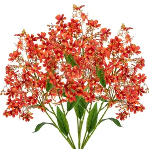 Fleurs artificielles de daphné, bouquet de fleurs de soie de printemps orange à longue tige pour arrangement floral, centre de table de fête de mariage - Product Image 1