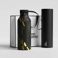 Bouteille d'eau isotherme en acier inoxydable 304 sans BPA, anti-fuite, style européen, design marbre noir, gourde sous vide portable, cadeaux