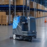 Autolaveuse autoportée AS900 à double brosse, largeur de balayage 960 mm, batterie 24V200A, machine de nettoyage de sols pour aéroports et grandes ateliers