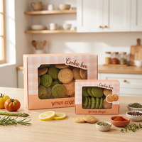 Emballage de boulangerie avec logo personnalisé, pelliculage brillant, papier rose de qualité alimentaire, boîtes à biscuits