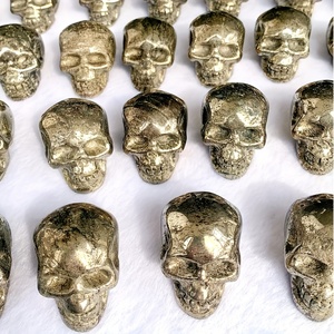Figuras de Calaveras de Pirita Talladas a Mano, Calaveras de Cristal Natural, Decoración Feng Shui, Colección, Decoración del Hogar - Product Image 3