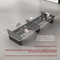 HYZ-264X Ensemble Table et Chaises de Conférence en Bambou Moderne, Capacité 12 Personnes, Lifting Sans Fil, Luxe Léger, Bureau Haut de Gamme