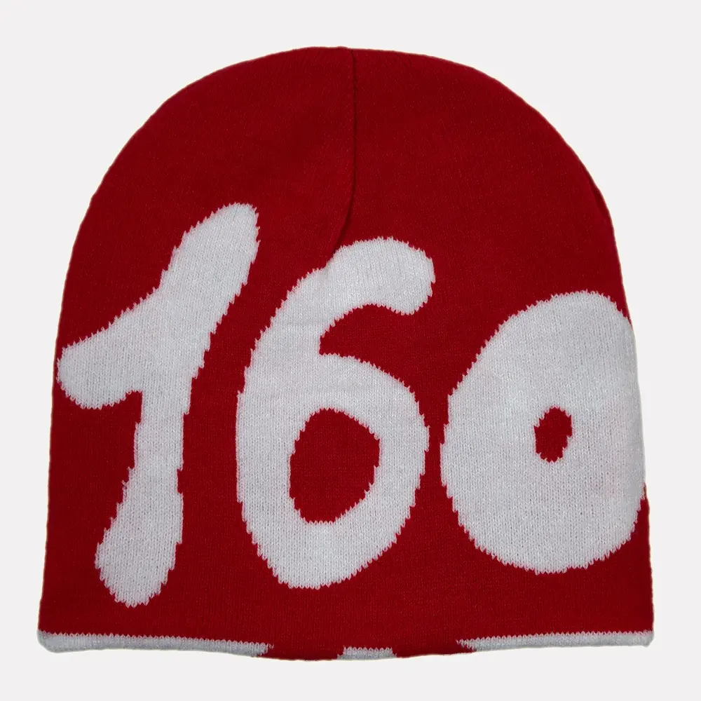 OEM 대중적인 남녀 공통 두 배 측 겨울 모자 자카드 직물 인쇄된 뒤집을 수 있는 베레모 관례를 가진 고전적인 니트 본 두개골 모자