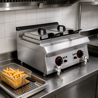 Équipement de restauration pour restaurants, friteuse de table en acier inoxydable à double cuve, friteuse à frites pour usage en cuisine