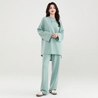 Ensemble 2 pièces pour femmes musulmanes, vêtements de détente modestes, logo personnalisé OEM, tunique ample et pantalon droit