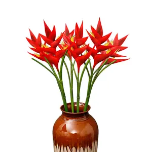 Flor de lirio de jengibre artificial de plástico, flores hawaianas tropicales Rojas grandes con tacto real, decoración de boda para el hogar, de plástico