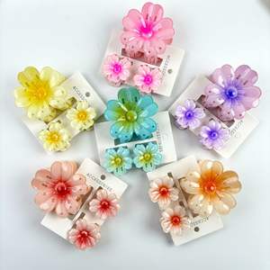 Qianjin Groothandel 3-delige set lente zomer ei bloem haar klauwclips kleurrijke hars haaraccessoires voor vrouwen meisjes - Product Image 1