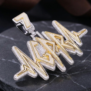 Colgante de Letra Personalizado de Plata de Ley 925 con Moissanita, Bañado en Oro Rodio, con Microincrustaciones, para Hombre y Mujer - Product Image 1