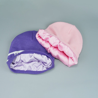 Bonnet Personnalisé en Tricot Jacquard Réversible sans Revers Doublé Satin Hiver Style Y2K