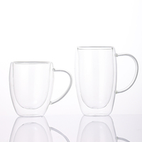 Tasses à café en verre 150ml 250ml 350ml 450ml, tasses à double paroi isolées en verre avec poignée, parfaites pour le café