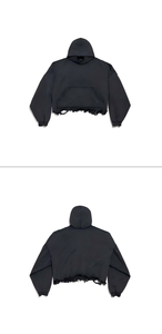 เสื้อฮู้ดดี้สไตล์สตรีทแฟชั่น โลโก้สั่งทำพิเศษ สีดำซีดแบบวินเทจ ดีไซน์ขาดๆ ทรงหลวมสำหรับผู้ชาย ผ้าฝ้ายซักนุ่ม - Product Image 3