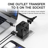 Cargador de Viaje Internacional USB GAN 2C1A de Tamaño Compacto, Enchufe Retráctil Múltiple y Adaptador de Viaje Universal AC