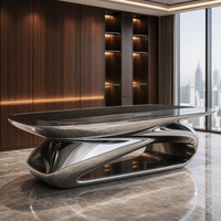 Bureau moderne en acier inoxydable 304, forme de bureau, forgé à la main, poli miroir, luxe personnalisé, bureau d'hôtel