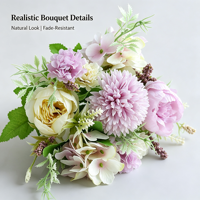 Bouquet de fleurs artificielles réalistes en soie mélangée : Lavande, Crème, Rose, Dahlia, Hortensia – Idéal pour centres de table de maison, fêtes et mariages