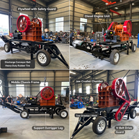 Concasseur à mâchoires mobile chinois PE250*400, machine de concassage de minerai, capacité personnalisable, moteur diesel, utilisation dans l'exploitation minière et la construction, capacité maximale 3-180t/h