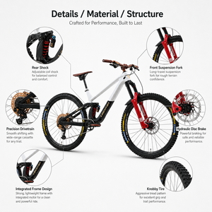 Bicicleta de Montaña Profesional de Fibra de Carbono para Descenso con Suspensión Completa, Horquilla Rockshox, Neumáticos DH, Frenos Hidráulicos TRP, Todoterreno - Product Image 3