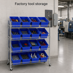 Scaffalature Modulari <span class=keywords><strong>in</strong></span> Filo Cromato a 4 Livelli, Scaffale Industriale <span class=keywords><strong>in</strong></span> <span class=keywords><strong>Acciaio</strong></span> con Pali Regolabili, Portata 250kg, Scaffalatura Mobile <span class=keywords><strong>per</strong></span> Uso Industriale - Product Image 3