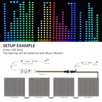 Controlador LED Tuya Smart SP107E RGBIC con Espectro Musical, Control por Aplicación, Panel de Matriz 16x16, 433W, DC6V, Control Remoto de 20M, 3 Años de Garantía, 6A