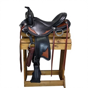 Silla de montar para caballo de carreras de Uttar Pradesh, de moda, color negro natural, la mejor calidad, artesanía, cuero genuino, madera sostenible - Product Image 1