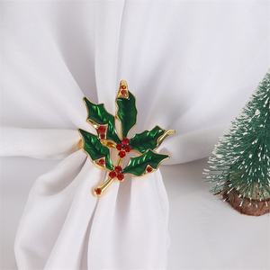 ที่ใส่ผ้าเช็ดปากทำจากไม้หรูหราทันสมัยลายใบไม้สีทองคริสตัลวินเทจสำหรับการตกแต่งโต๊ะในงานแต่งงานวันหยุด - Product Image 1