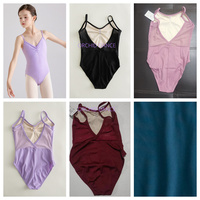 Offre Spéciale Pas Cher Camisole Formation Danse Porter Maille Noir Nylon Spandex Enfants Enfants Filles Ballet Justaucorps à Vendre
