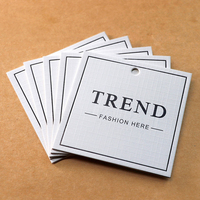 Étiquettes de prix en papier personnalisées avec texture de tissu en relief et en creux, avec cordon, étiquettes volantes pour vêtements et accessoires