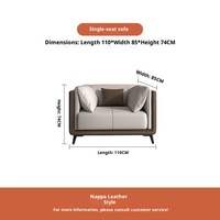 Sofá de Oficina de Cuero Genuino con Estructura Metálica, de Alta Gama, Estilo Moderno y Lujoso para Uso Comercial, Ideal para Áreas de Reuniones de Oficina, Vestíbulos de Hotel