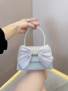 New Cross-border Foreign Trade Polyester Trapeze Bow <b>Sequin</b> Wedding Birthday Evening Crossbody <b>Handbag</b> for Women Tanjing - Product Image 5