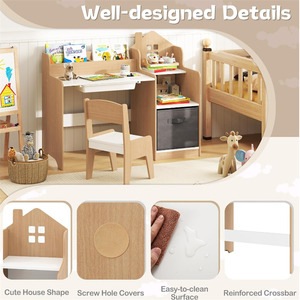 Bon marché <span class=keywords><strong>Table</strong></span> et chaise modernes en bois <span class=keywords><strong>multi</strong></span>-<span class=keywords><strong>activités</strong></span> pour enfants avec tiroir d'étagère pour le salon - Product Image 3