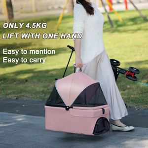 <span class=keywords><strong>Poussette</strong></span> pliable 2-en-1 de type voiture pour animaux de compagnie, grande taille, en lin, pour chats et chiens - Utilisation extérieure - Product Image 1