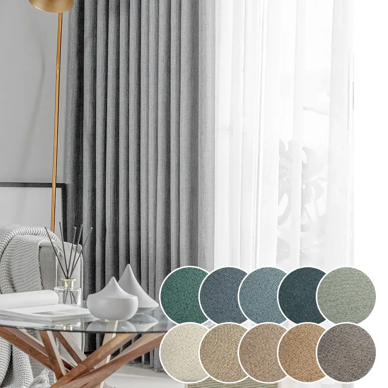 Cổ Phiếu Giá Rẻ Vải Blackout Cửa Sổ Phòng Ngủ Linen Có Thể Giặt Phòng Khách Nhiều Màu Curtins Rèm Cửa