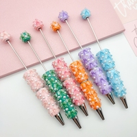 B7057 Nouveaux stylos perlés colorés avec nœud, faits à la main, mignons, pour la création de bijoux DIY, fournitures scolaires et de bureau, articles d'artisanat