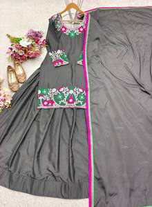 คอลเลกชันใหม่ชุดผ้าไหมซาตินเย็บอย่างเต็มที่ชุด lehenga และ dupatta ธรรมชาติบริสุทธิ์พร้อมที่จะสวมใส่สำหรับงานปาร์ตี้ - Product Image 6