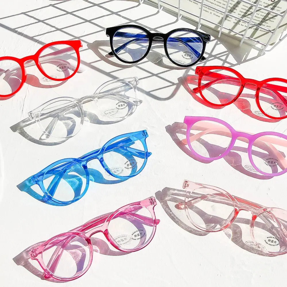 पारदर्शी दौर फ्रेम विरोधी नीले प्रकाश फिल्टर आंख फ्रेम eyewear विरोधी विकिरण चश्मा बच्चों