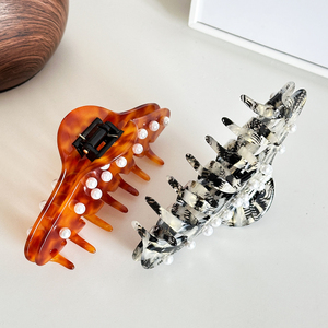 Pinzas <span class=keywords><strong>de</strong></span> Pelo con Perlas para <span class=keywords><strong>Mujer</strong></span>, Marca DongDong, Pinzas <span class=keywords><strong>de</strong></span> Pelo Francesas <span class=keywords><strong>de</strong></span> Acetato, Accesorios para Cabello Grueso, Tamaño Grande - Product Image 3