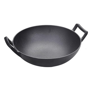 Wok de hierro fundido con base plana, engrosado y sin recubrimiento para cocinar en estufa - Product Image 5