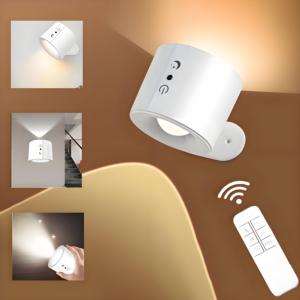 Rechargeable 3 Color Temperature LED Wall Light 360 Rotate Magnetic <b>Wireless</b> Bedroom Reading for Home - Product Image 1