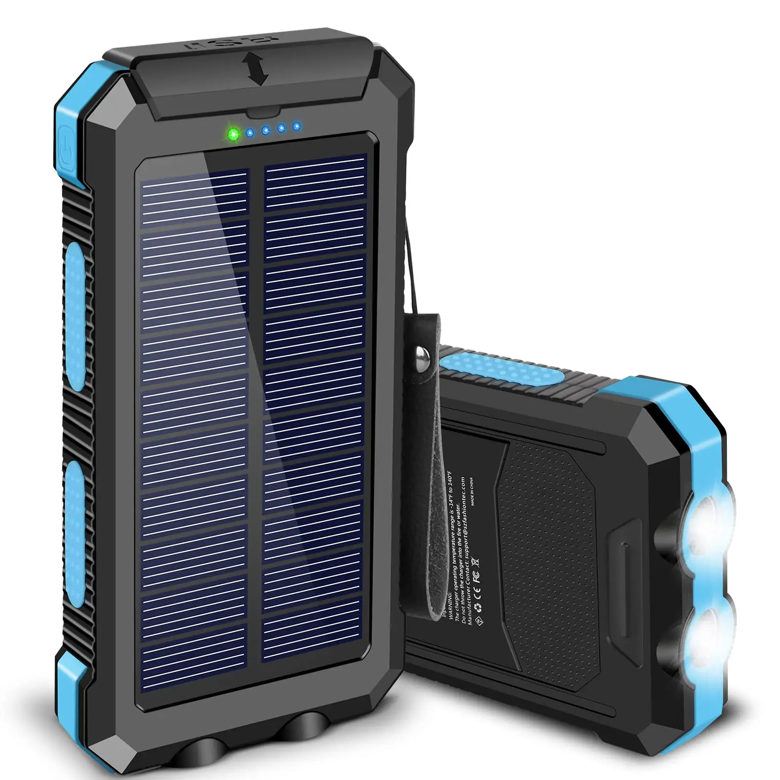 पेशेवर 20000 मा सौर पावर बैंक पोर्टेबल चार्जर के साथ एलईडी फ्लैशलाइट आईपी 65 वाटरप्रूफ बाहरी बैकअप बैटरी पैक