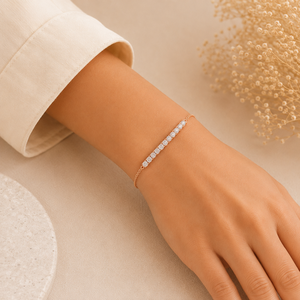 Élégant bracelet demi-tennis en argent sterling avec chaîne de diamants CZ taille ronde, bracelet délicat pour femme, bijoux de mode raffinés - Product Image 2