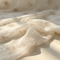 Tissu en mousseline de soie A090 abricot, motif corail brun, pour Hanfu et robes