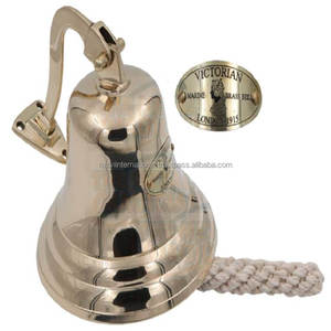 Anchor Handle Ship Bell กระดิ่งทองเหลืองแข็ง,กระดิ่งทองเหลืองขัดเงาขนาด3 "X 6" เงาวาว - Product Image 3