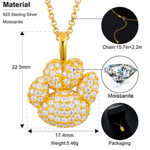 Penjualan Terbaik Iced Out Perhiasan Indah Kucing Paw Liontin <span class=keywords><strong>14K</strong></span> Emas Disepuh 925 Sterling Silver VVS D Warna Moissanite Liontin Kalung - Product Image 6