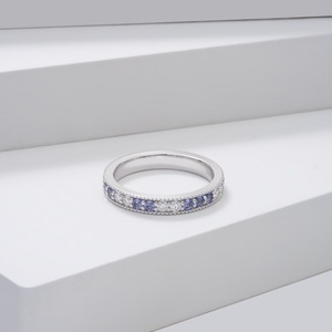 Starsgem 14K Gold Eternity Band <b>Ring</b> With Lab Gemstone And Moissanite Stone Wedding Band Gold <b>Ring</b> - Product Image 3