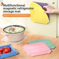 Sous-plat magnétique pliable antidérapant et résistant à la chaleur en silicone, plateau de rangement et organisateur de bureau pour plats chauds, casseroles, poêles et tables de cuisine