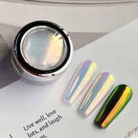 Poudre exclusive pour nail art effet lune néon ultra-brillant, haute luminosité, miroir fin polarisé, motif étoiles aurore féerique